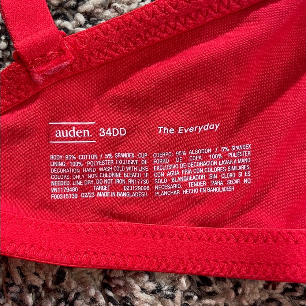 🆕 Auden The Everyday Vibrant Red Bra Size 34DD | NWT - Picture 3 of 4